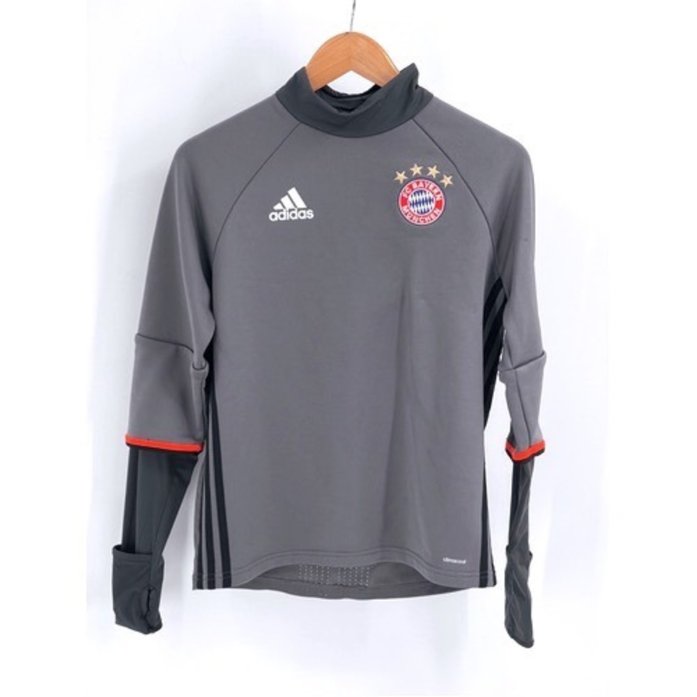 Adidas Shirt Bayern Muchen Soccer Training Dri Fit Men's Small Long Sleeve Gray